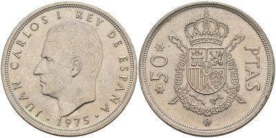 Испания 50 песет 1975 (80) Хуан Карлос I (1975-2014) KM 809 медно-никель    4149-411