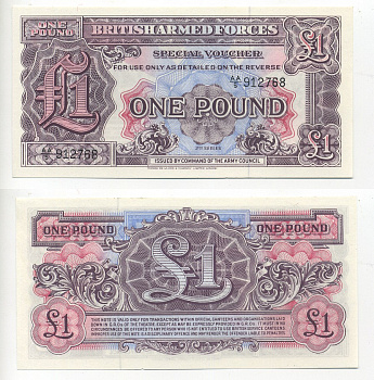 АНГЛИЯ 1 ФУНТ 1948 2 СЕРИЯ ДЛЯ ВООРУЖЕННЫХ СИЛ Pick M22 бумага UNC (ПРЕСС) 6266-8-2-1