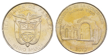 Панама 1/2 бальбоа (50 сентесимо) 2010 Панама-Вьехо - Монастырь Зачатия KM 140 медь плакированная медно-никелем UNC 4645-211