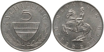 АВСТРИЯ 5 ШИЛЛИНГОВ 1992 KM 2889а медно-никель 181-227