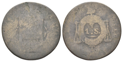 Франция 1 соль 1793 Первая республика, год-тип KM 619 медь 4707-615