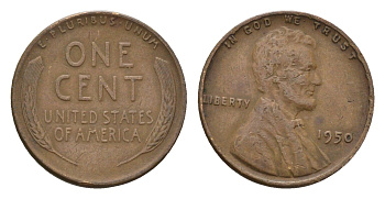США 1 цент 1950 Авраам Линкольн KM 132 бронза 4674-457