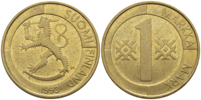 ФИНЛЯНДИЯ 1 МАРКА 1993 M KM 76 алюминиевая бронза 113-1147