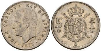 Испания 5 песет 1975 (78) Хуан Карлос I (1975-2014) KM 807 медно-никель 190-911