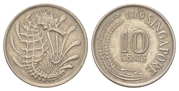 Сингапур 10 центов 1969 KM 3 медно-никель 4627-1012