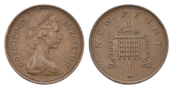 Великобритания 1 пенни 1971 Елизавета II (1952-2022) KM 915, Spink 4237 (B1) бронза 4697-925
