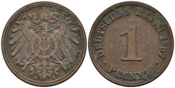 Германия 1 пфенниг 1907 A KM 10, J. 10 медь 4567-1241