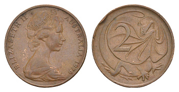 Австралия 2 цента 1979 Елизавета II (1952-2022), плащеносная ящерица KM 63 бронза 4580-1015