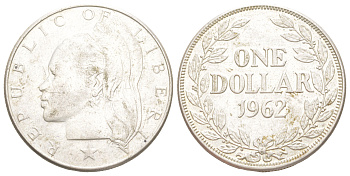 Либерия 1 доллар 1962 KM 18 серебро 441-844