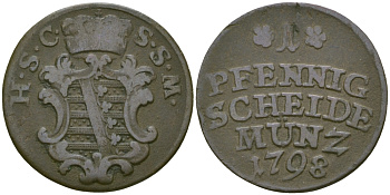 Саксен-Кобург-Заальфельд 1 пфенниг 1798 KM 25 медь 99-754