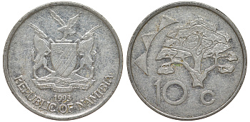 Намибия 10 центов 1998 дерево KM 2 никелированная сталь 4163-923