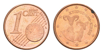 Кипр 1 евроцент 2008 KM 78 сталь плакированная медью BU 4649-1124