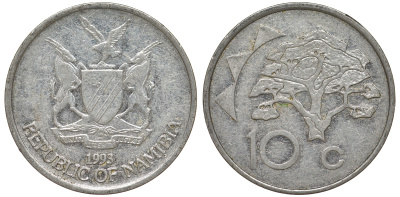 Намибия 10 центов 1998 дерево KM 2 никелированная сталь 4163-923