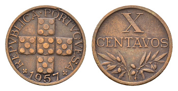 Португалия 10 сентаво 1957 KM 583 бронза 4679-523