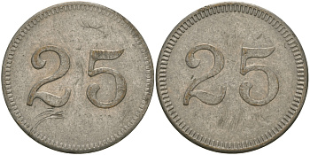 ФРАНЦИЯ 25 САНТИМОВ ND ПЛАТЕЖНЫЙ ЖЕТОН НАЧАЛА XX ВЕКА, ДИАМЕТР 23 ММ. белый металл 98-937