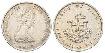 Остров Мэн 5 пенсов 1975 KM 22 медно-никель 4624-346