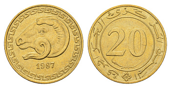 Алжир 20 сантимов 1987 ФАО KM 118 медь алюминий цинк UNC 4669-526