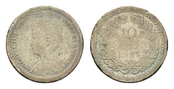 Нидерланды 10 центов 1917 Вильгельмина I (1890-1948) KM 145 серебро 4659-1148