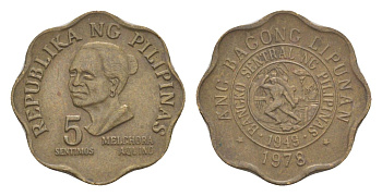 Филиппины 5 сентимо 1978 KM 206 латунь 4649-634