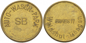 ГЕРМАНИЯ ЖЕТОН НА МОЙКУ АВТОМОБИЛЯ ND SB AUTO-WASCH-PARK, ERNESTI желтый металл 4544-757