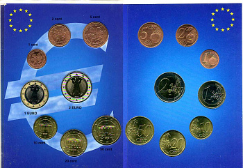 ФРГ евронабор из 8 монет 2002 D  биметалл  UNC  1-6-2-50