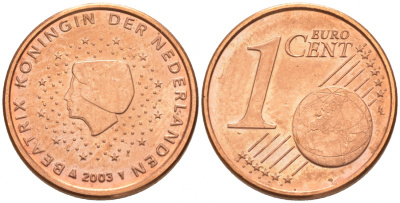 НИДЕРЛАНДЫ 1 ЕВРОЦЕНТ 2003 KM 234 сталь плакированная медью UNC 187-111