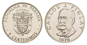 Панама 5 сентесимо 1976 KM 35 медь плакированная медно-никелем BU 4643-1252