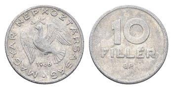 Венгрия 10 филлеров 1966 BP KM 547 алюминий 4665-816