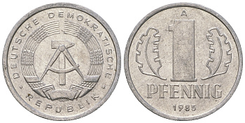 ГДР 1 пфенниг 1985 А KM 8.2 алюминий 4651-119