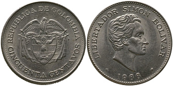 Колумбия 50 сентаво 1966 KM 217 медно-никель 4565-313