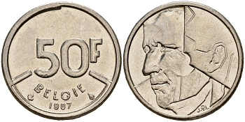 Бельгия 50 франков 1987 Belgie, Бодуэн I (1951-1993) KM 169 никель 4187-1131