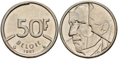 Бельгия 50 франков 1987 Belgie, Бодуэн I (1951-1993) KM 169 никель 4187-1131