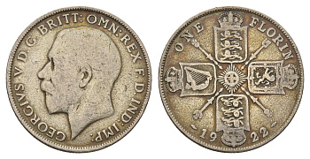 Великобритания 2 шиллинга (флорин) 1922 Георг V (1910-1936) KM 817a, Spink 4022 серебро 181-244