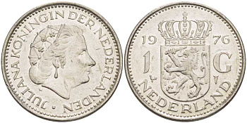 Нидерланды 1 гульден 1976 Юлиана (1948-1980) KM 184а никель 212-1146