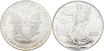 США 1 доллар 1994 шагающая свобода KM 273 серебро UNC 06-244-42