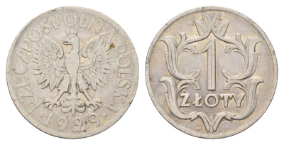 Польша 1 злотый 1929 Y 14 никель 4610-1146