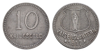 Кайзерслаутерн 10 пфеннигов 1917 Funck 231.4, Men18 15785.7 железо 4643-958