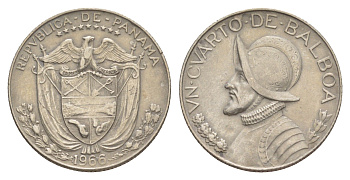 Панама 1/4 бальбоа (25 сентесимо) 1966 KM 11.2a медь плакированная медно-никелем 4642-637