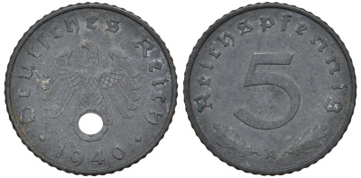 Германия 5 рейхспфеннигов 1940 A KM 100, J.370 цинк 4174-462