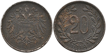 Австрия 20 геллеров 1918 KM 2826 железо 4571-732