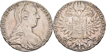 Австрия 1 талер 1780 SF, Мария Терезия, официальный рестрайк KM Т1 серебро 00-1067-3-11