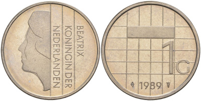 Нидерланды 1 гульден 1989 Беатрикс (1980-2013) KM 205 никель UNC 4116-133