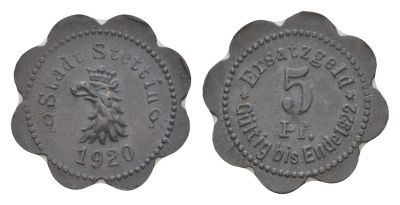 Щецин 5 пфеннигов 1920 Funck 522.4 цинк 4639-213