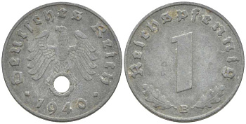 ГЕРМАНИЯ 1 РЕЙХСПФЕННИГ 1940 B KM 97, J. 369 цинк 4387-317