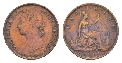 Великобритания 1 фартинг 1883 Виктория (1837-1901) KM 753, Spink 3958 бронза 4658-927