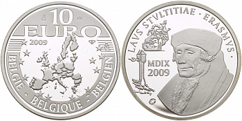 Бельгия 10 евро 2009 Эразм Роттердамский KM 285 серебро PROOF 1074-8-44