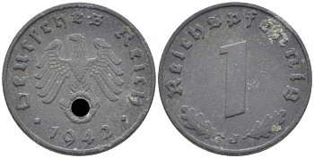 ГЕРМАНИЯ 1 РЕЙХСПФЕННИГ 1942 J KM 97, J. 369 цинк 112-469