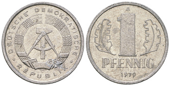 ГДР 1 пфенниг 1979 A KM 8.1 алюминий 4651-1252