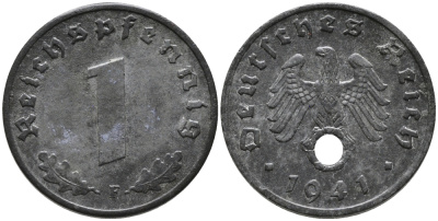 ГЕРМАНИЯ 1 РЕЙХСПФЕННИГ 1941 F KM 97, J.369 цинк 96-712