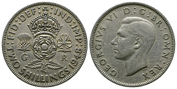 Великобритания 2 шиллинга (флорин) 1948 Георг VI (1936-1952) KM 865, Spink 4102 медно-никель 4381-1122